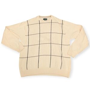 David Taylor Grandpa Style Men's Knitted with black plaid Sweater Size large
